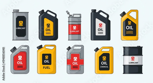 Collection of Oil and Fuel Containers for Automotive and Industrial Use.