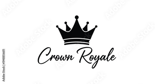 Black crown logo with elegant cursive text a striking silhouette