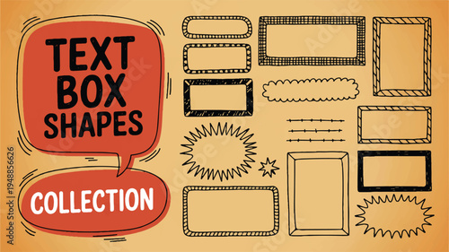 Collection of Hand-Drawn Text Box Shapes and Frames