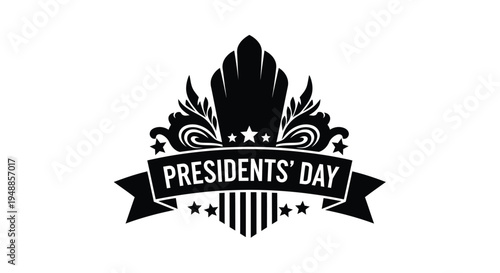 Presidents day banner with ornate floral details a striking silhouette