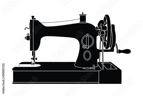Vector of a classic sewing machine with mechanical features