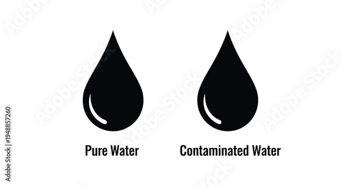 Two water droplets representing purity versus contamination a striking silhouette