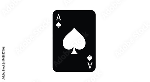 A playing card depicting the ace of spades in stark silhouette