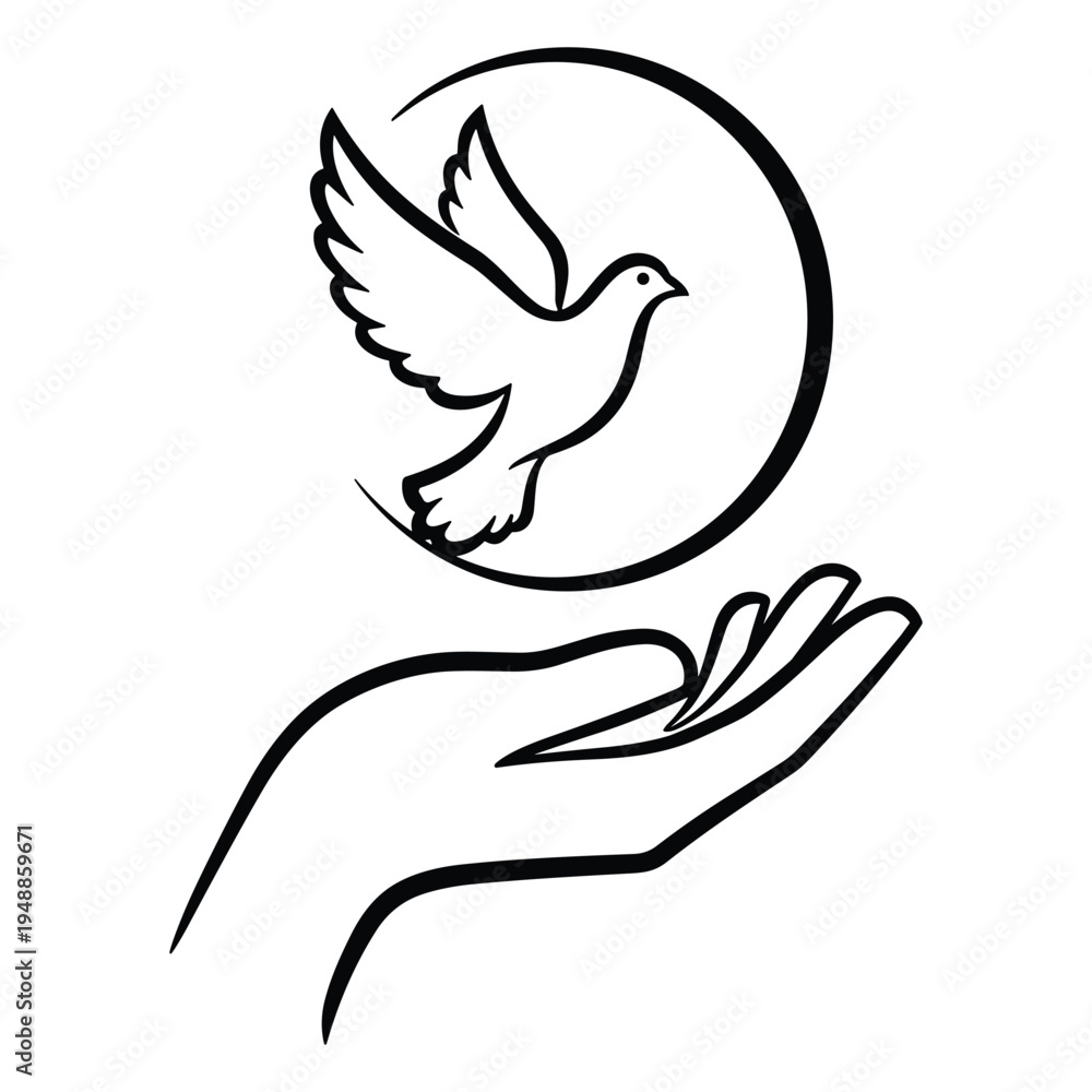 Obraz premium Peace dove in hand vector
