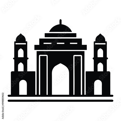  Delhi Skyline India Gate Monoline Vector Icon 