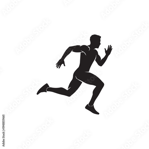 Man sprinting silhouette vector flat illustration design.