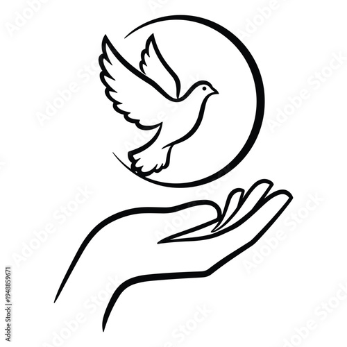 Peace dove in hand vector