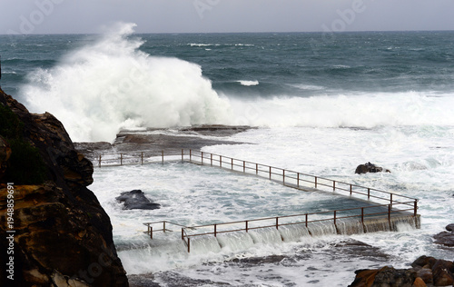 Curl Curl North rock pool during seastorm - Sydney
