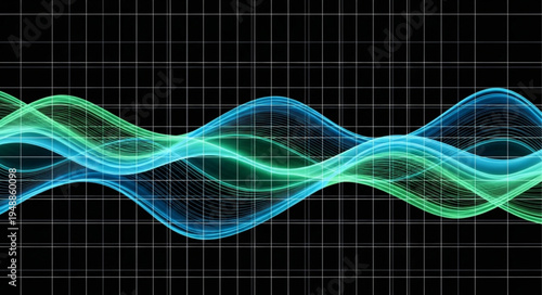Abstract sound wave visualization with grid lines.