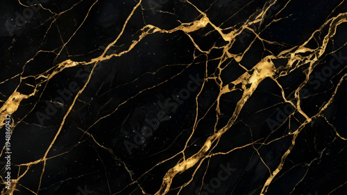 Black marble texture with gold veins pattern background