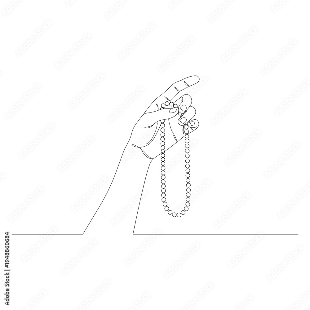 Fototapeta premium Hand with prayer beads vector