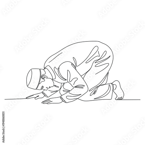 Man praying prostration vector