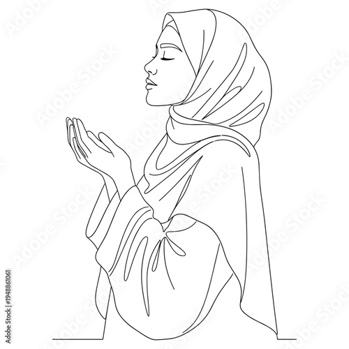 Muslim woman praying vector illustration