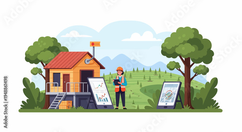 Man Holding Solar Panel.