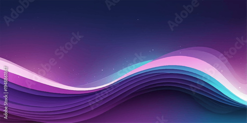 Abstract futuristic wallpaper featuring a bright purple and pink wave design with flowing blue curves and motion lines on a creative vector backdrop texture