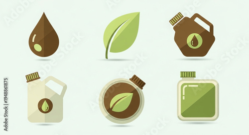 Eco-Friendly Biofuel Icons - Sustainable Energy and Green Alternatives.