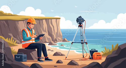 Man with camera equipment.