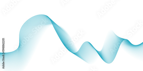 Abstract background with waves for banner. Medium banner size. Vector background with lines. Element for design isolated on white. Blue colors. Ocean, sea, water