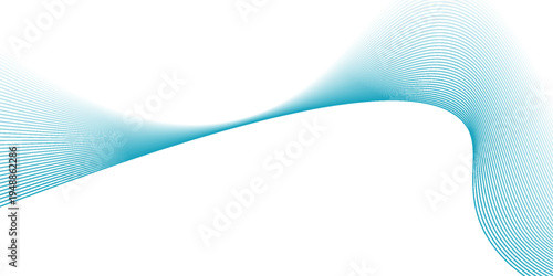 Abstract background with waves for banner. Medium banner size. Vector background with lines. Element for design isolated on white. Blue colors. Ocean, sea, water