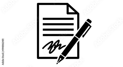 Illustration of a document with a pen for editing and signing.