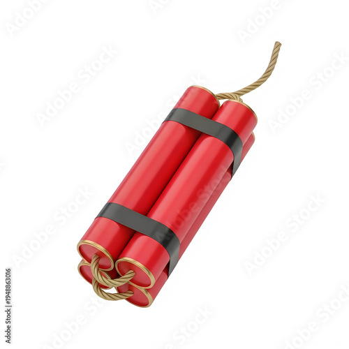 Plakat Red dynamite stick bundle with a fuse for explosion and mining
