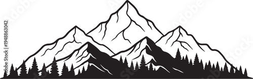 Black mountain landscape vector illustration