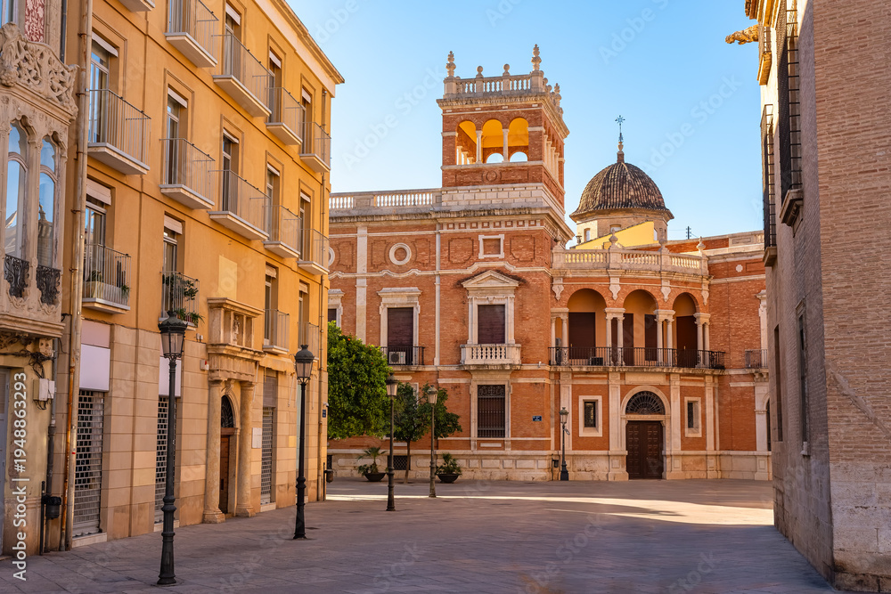 Fototapeta premium Buildings of the archdiocese of the monumental city of Valencia in its historic center, Spain.