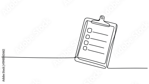 Bild auf Leinwand clipboard checklist icon in continuous line style, task management and business