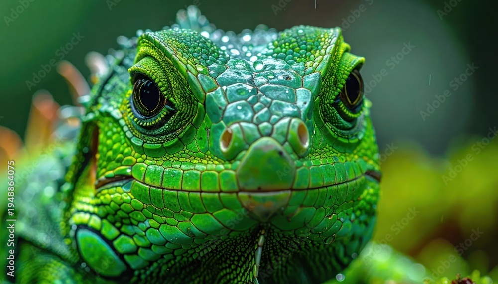 Obraz premium Close-up of a green iguanas face.