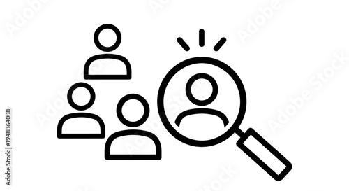 Illustration of People Search and Recruitment Concept with Magnifying Glass.
