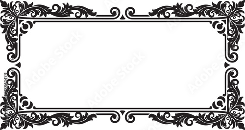 Black ornate rectangular frame border vector