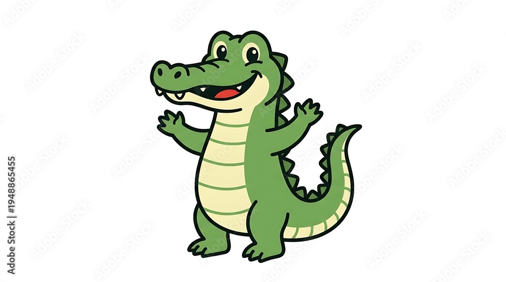Fototapeta premium Smiling Cartoon Crocodile Character Image.
