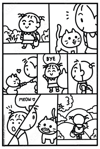 Kind Little Girl Feeding Stray Cat and Bringing Her New Friend Home