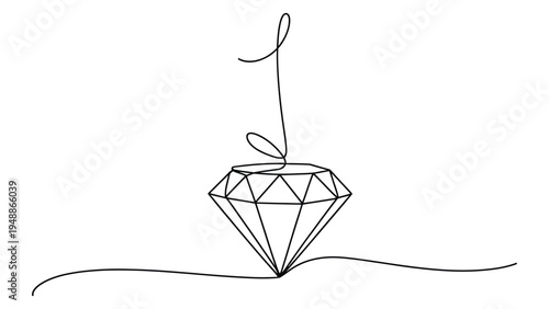 minimalist continuous line drawing of diamond gemstone luxury jewelry concept simple outline vector illustration isolated