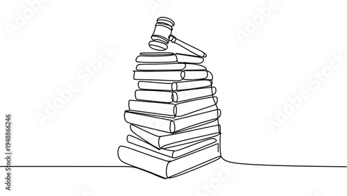 minimalist continuous line drawing of stacked books education knowledge learning concept simple outline vector illustration isolated