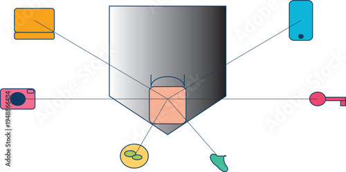 Creative Abstract Design with Technology and Lifestyle Elements