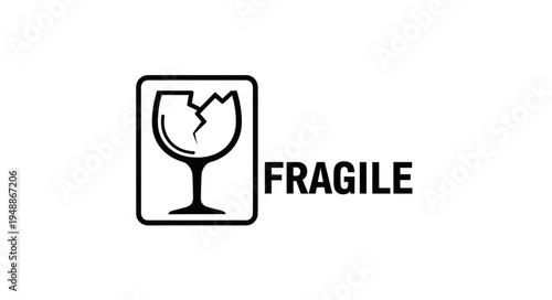 Fragile Glass Symbol Warning Label.