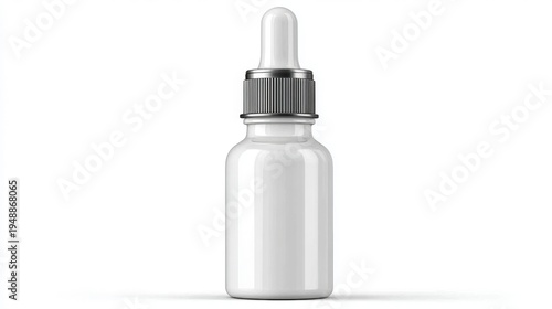 White dropper bottle against a plain background, ideal for cosmetic or pharmaceutical use