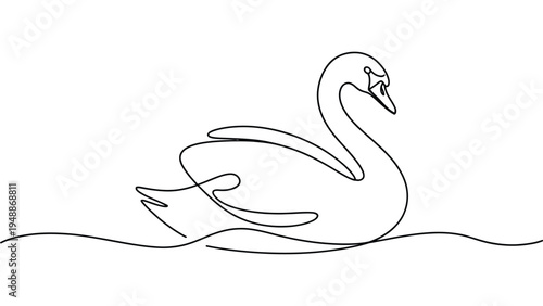 minimal swan continuous line art elegant water bird illustration simple wildlife outline lake nature concept minimalist drawing