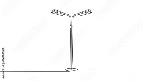 minimal street light continuous line art urban lighting concept simple lamp post outline city infrastructure minimalist illustration