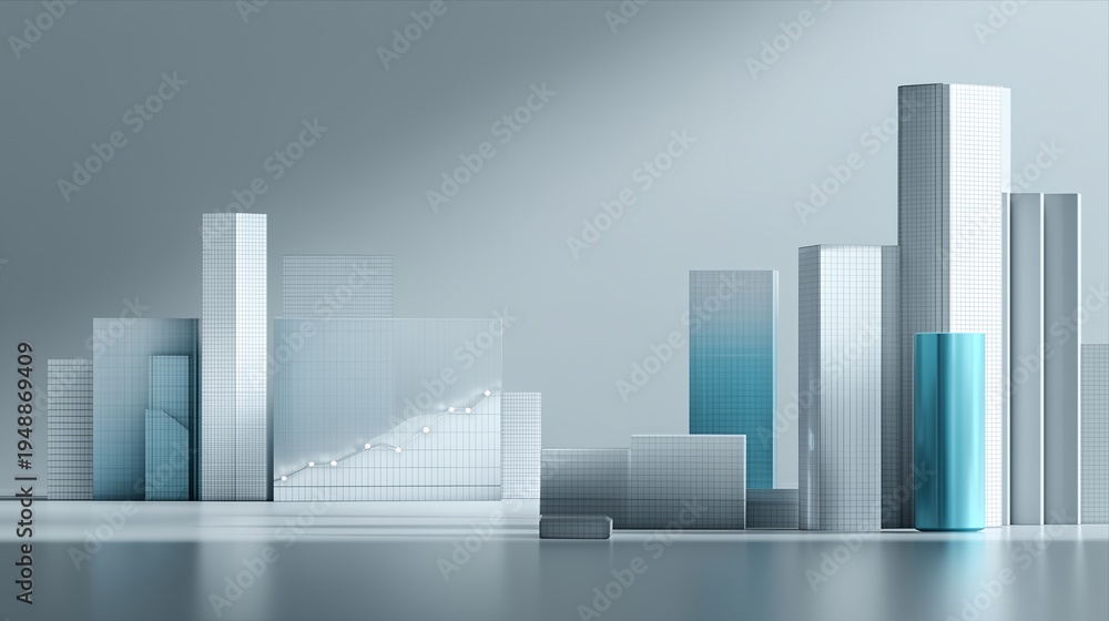 Obraz premium Business Analytics Data Visualization with Financial Growth Chart and Corporate Business Intelligence Dashboard Concept for Market Analysis, Economic Performance Metrics and Strategic Data Reporting
