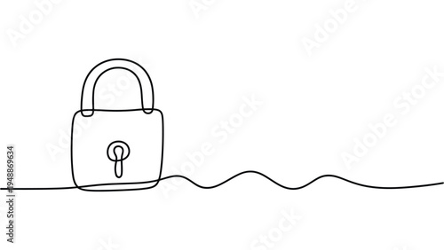 minimal padlock continuous line art security protection concept simple lock outline cybersecurity privacy safety symbol minimalist illustration
