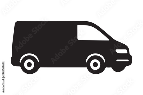 Delivery Service Van Silhouette – Cargo Transport Vehicle Side View Vector