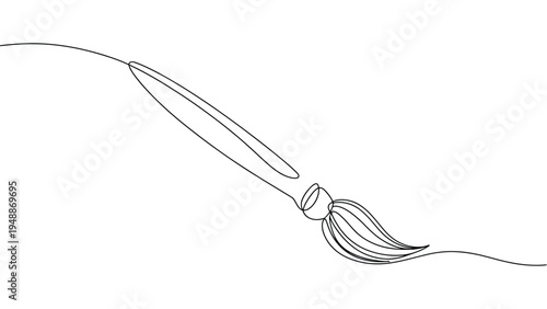 minimal paint brush continuous line art creative tool illustration simple artist brush outline painting concept minimalist drawing