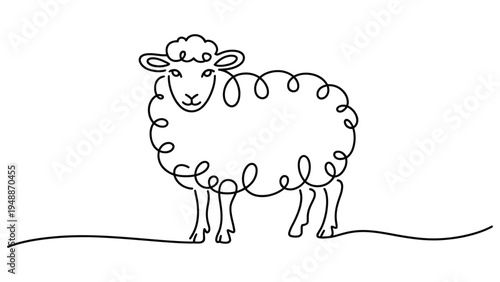 minimal sheep continuous line art farm animal illustration simple livestock outline rural agriculture concept cute wool animal minimalist drawing