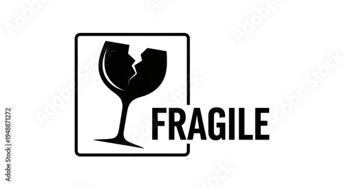 Fragile Glass Symbol Warning Label.