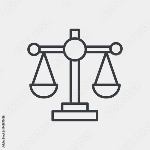 Scales of justice icon set in flat and strokes. Suitable for graphic projects. EPS10