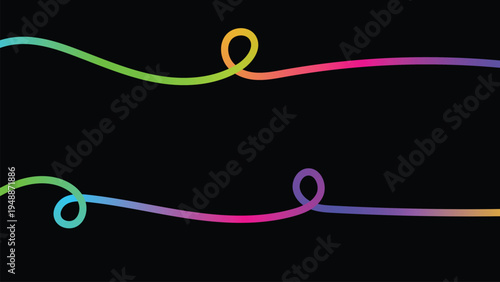 Neon rainbow light trails on black background