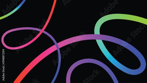 Vibrant neon light trails on black background