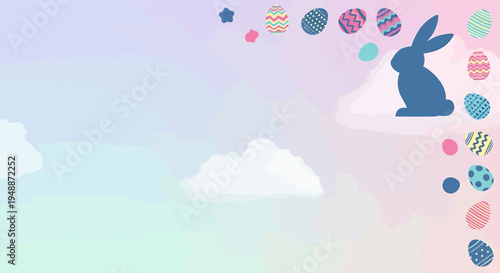 Easter bunny in pastel colored sky.